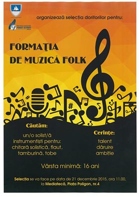 Selecția tinerilor pasionați de muzică dornici de a intra în formația de folk a Bibliotecii